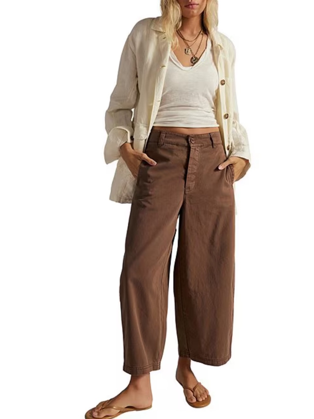 We The Free Laydown Chino High-Rise Wide-Barrel Leg